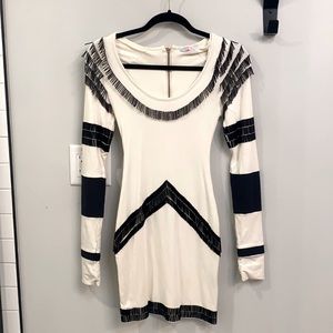 Black abs white mini dress